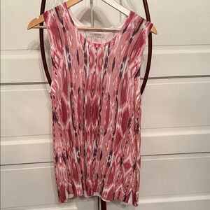 Liverpool Los Angeles Lightweight Knit Tank Pink Ikat Sleeveless Top L